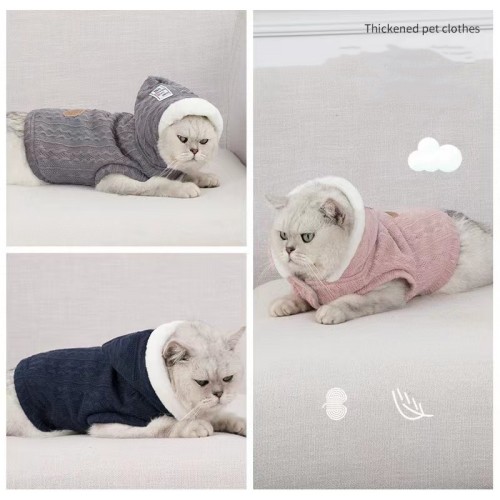 Factory Wholesale Color Selection Knitted Basic Dog Hoodies Plain Pet Sweater with Hood Blank Puppy Hoodie Cat Hoodie