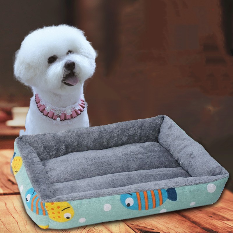 Pet bed PP Cotton Waterproof Checkered Rectangle Calming Cute Cat And Dog Nest